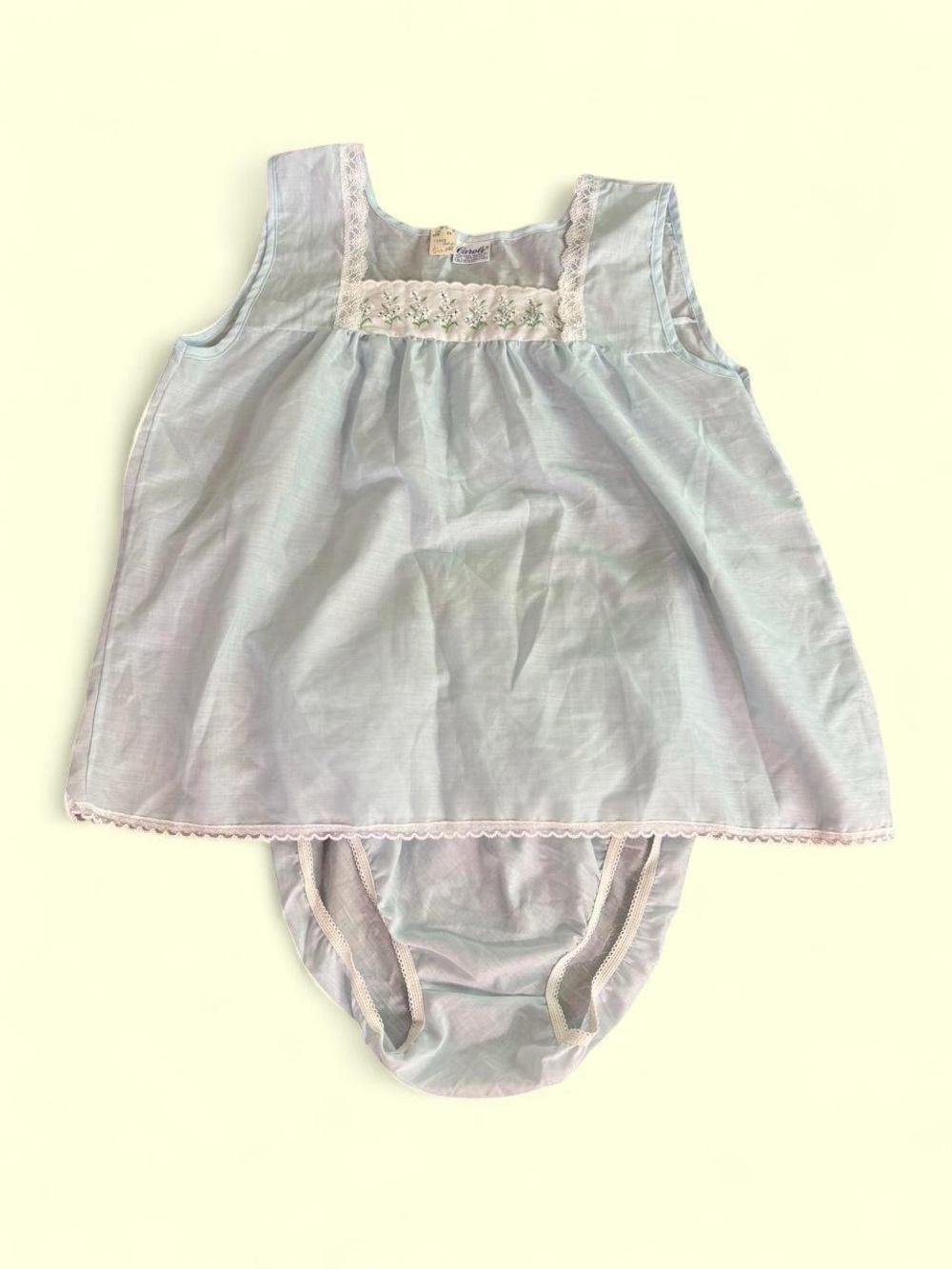 Vintage Carole Tank Top Bloomers Set | Floral Lace Trim | Size Large
